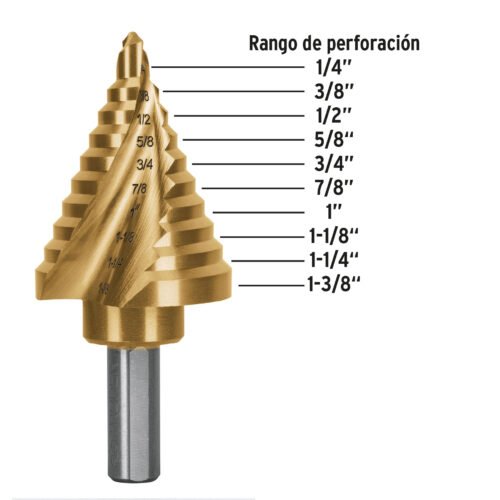101556.2 101556 - Broca escalonada titanio 10 escalones 1/4" a 1-3/8", Expert