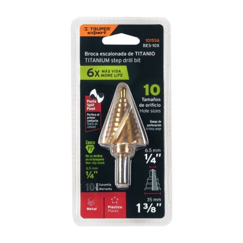 101556.6 101556 - Broca escalonada titanio 10 escalones 1/4" a 1-3/8", Expert