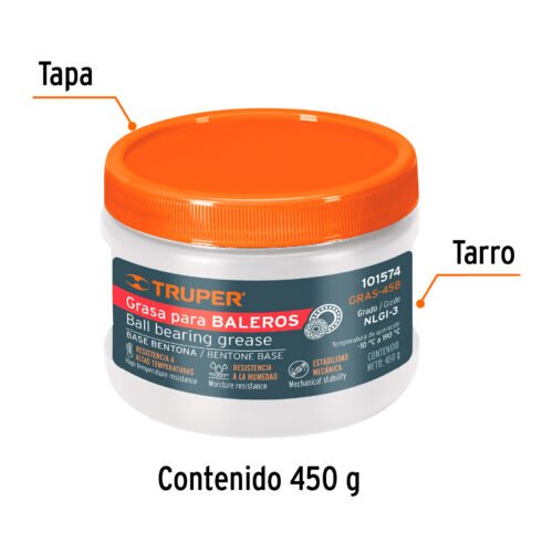 101574 - Grasa automotriz, base bentona, 450 g, Truper