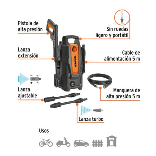 101593 - Hidrolavadora eléctrica 1500 PSI, Truper