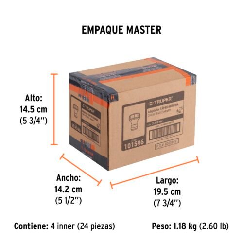 101596.5 101596 - Conector 3/4" rápido hembra de latón, sistema click, Truper