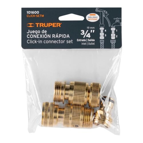 101600.5 101600 - Juego de 5 conectores 3/4" rápidos de latón, sistema click