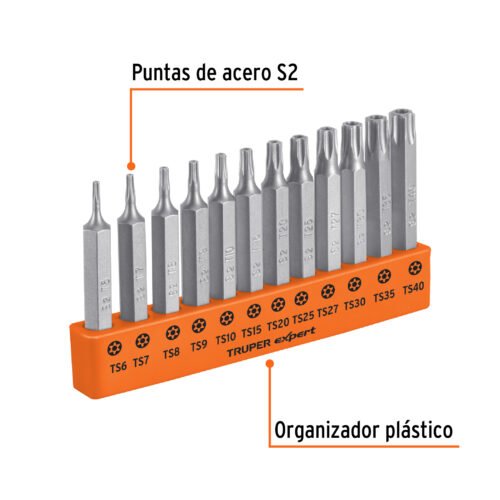 101675 - Juego de 12 puntas torx combinadas c/seguro largo 2", Expert