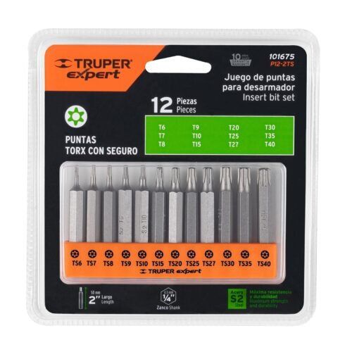 101675 - Juego de 12 puntas torx combinadas c/seguro largo 2", Expert