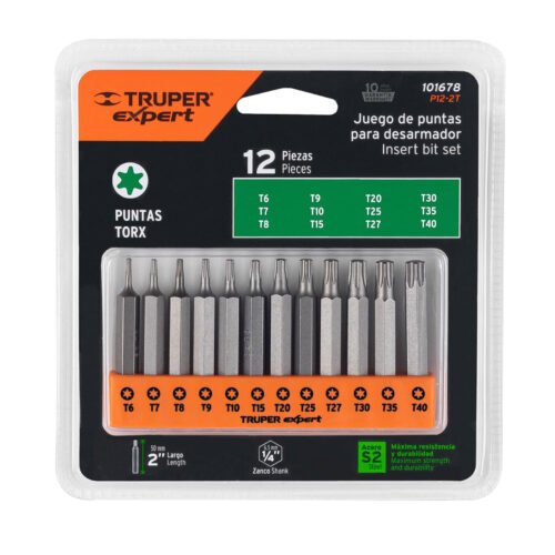 101678 - Juego de 12 puntas torx combinadas largo 2", Truper Expert