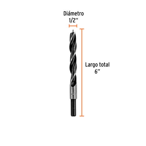 101696 - Broca con punta centradora para madera 1/2", TRUPER