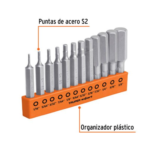 101710 - Juego de 12 puntas hexagonales std largo 2", Expert