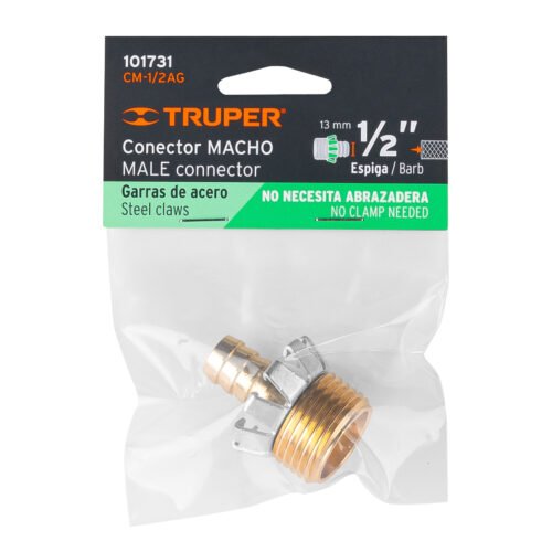 101731.2 101731 - Conector 1/2" macho tipo garra de aluminio, Truper