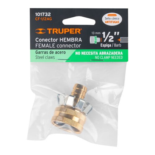 101732.2 101732 - Conector 1/2" hembra tipo garra de aluminio, Truper