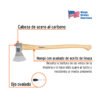 101768 - Hacha europea 1000 g, mango hickory 28", Truper