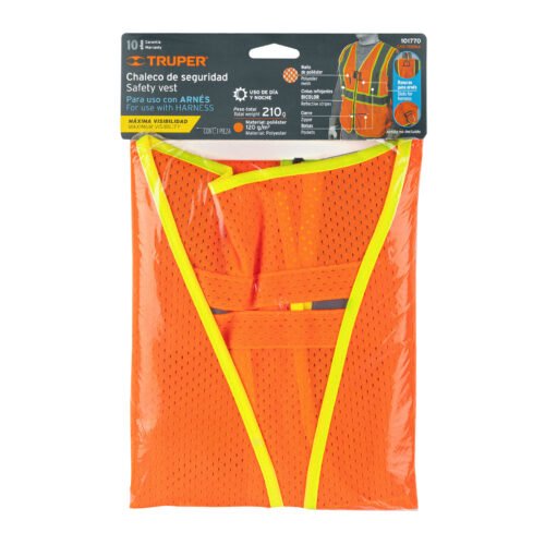 101770 - Chaleco de seguridad para arnés, alta visibilidad, naranja