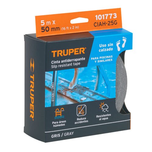 101773 - Rollo de 5 m cinta antiderrapante 50mm gris p/áreas húmedas