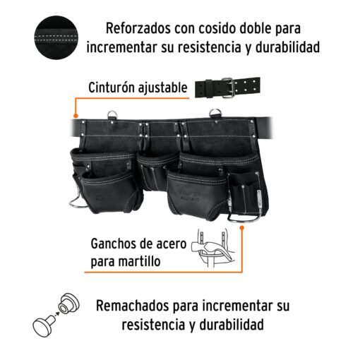 101786 - Porta herramientas de carnaza, 15 compartimentos, Expert