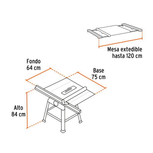 101796 - Sierra de mesa 10", 2-1/2 HP (1900 W), con base, Truper