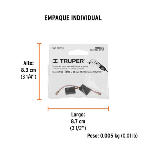 101800.2 101800 - Bolsa con 2 carbones de repuesto para ESM-45110, TRUPER