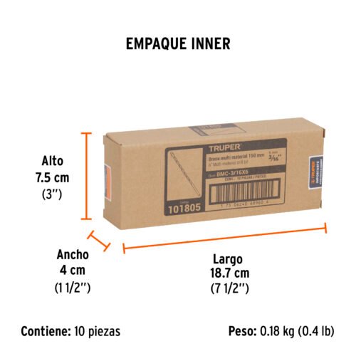 101805 - Broca multimaterial 3/16 x 6", Truper