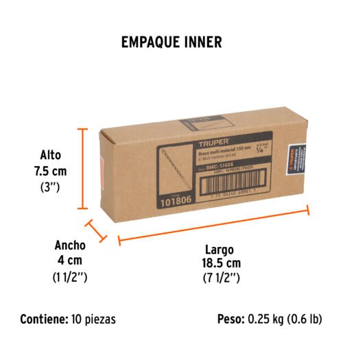 101806 - Broca multimaterial 1/4 x 6", Truper