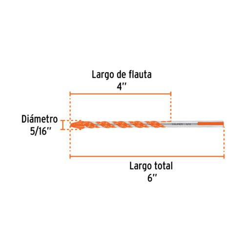 101807 - Broca multimaterial 5/16 x 6", Truper
