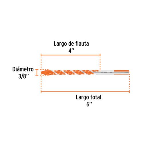 101808 - Broca multimaterial 3/8 x 6", Truper