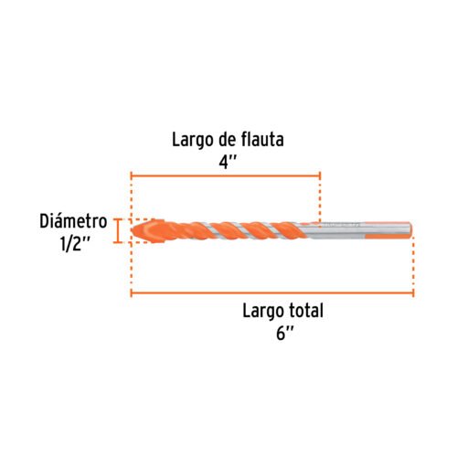 101809 - Broca multimaterial 1/2 x 6", Truper
