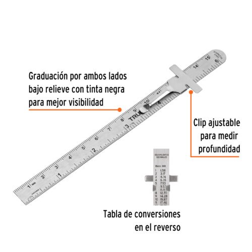 101810 - Regla 15 cm de acero inoxidable de bolsillo, Truper