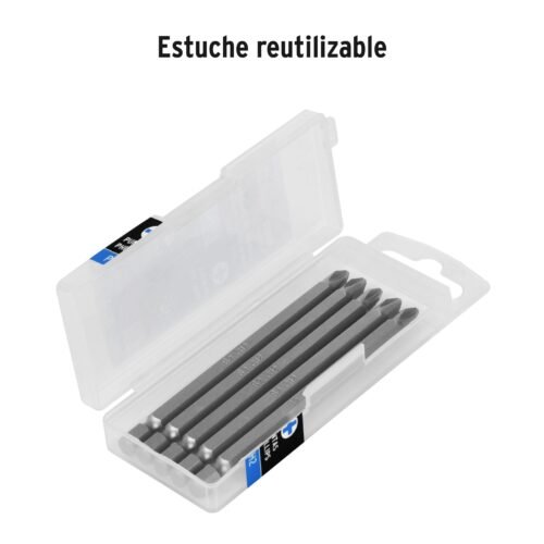 101812.2 101812 - Estuche con 5 puntas de cruz PH2 largo 4", Truper Expert