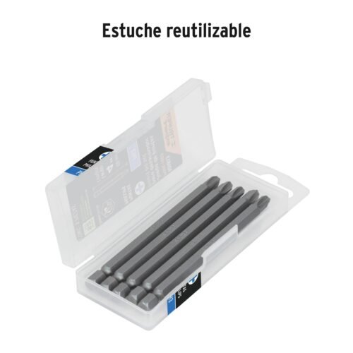 101813 - Estuche con 5 puntas de cruz PH3 largo 4", Truper Expert