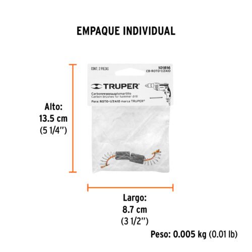 101816 - Bolsa con 2 carbones de repuesto para ROTO-1/2A10, TRUPER