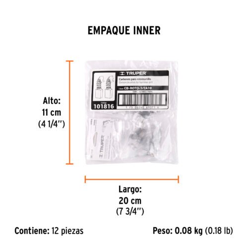 101816 - Bolsa con 2 carbones de repuesto para ROTO-1/2A10, TRUPER