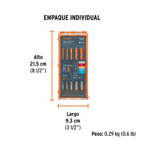 101820 - Juego de 5 brocas multimaterial, Truper