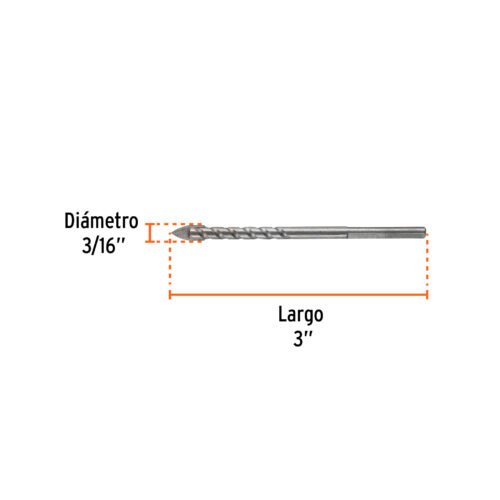 101826 - Broca para vidrio y azulejo 3/16", Truper Expert
