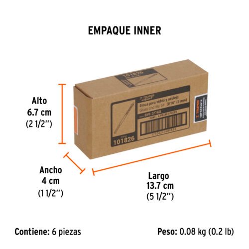 101826 - Broca para vidrio y azulejo 3/16", Truper Expert