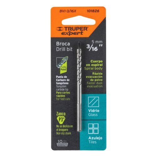 101826 - Broca para vidrio y azulejo 3/16", Truper Expert