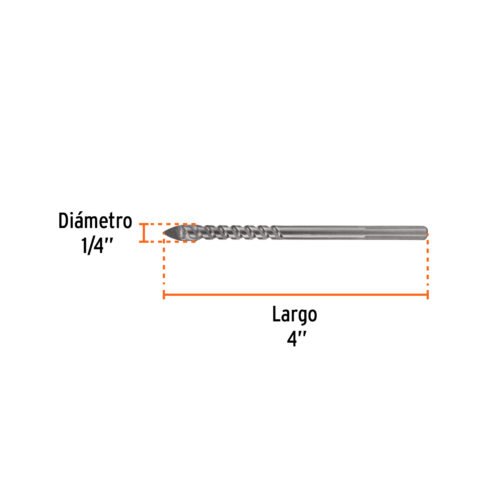 101827 - Broca para vidrio y azulejo 1/4", Truper Expert