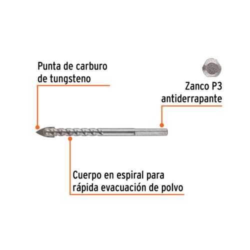 101828 - Broca para vidrio y azulejo 5/16", Truper Expert