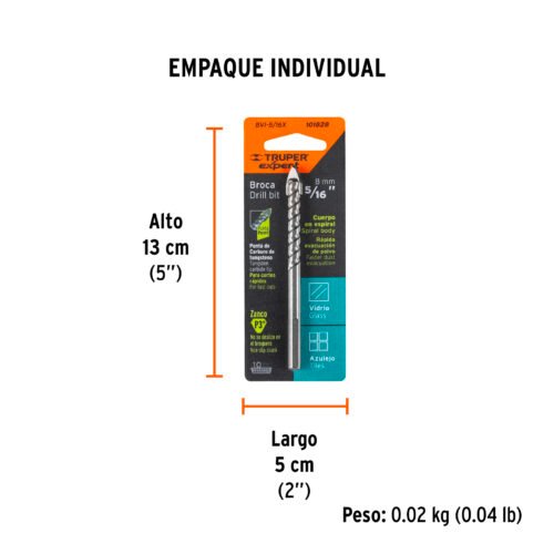 101828 - Broca para vidrio y azulejo 5/16", Truper Expert