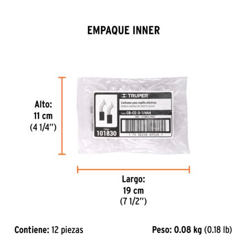 101830 - Bolsa con 2 carbones de repuesto para CEPEL-3-1/4A4, TRUPER