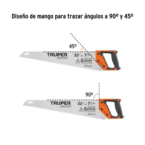 101870 - Serrucho Rapid 22", 7 DPP, mango Comfort grip, Truper