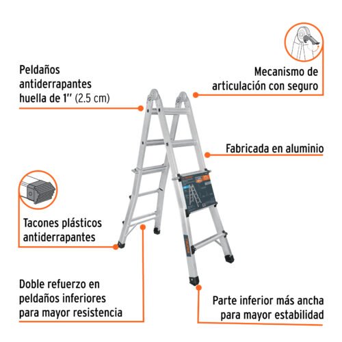 101883 - Multiescalera telescópica,3.2 m,capacidad de carga 150 kg