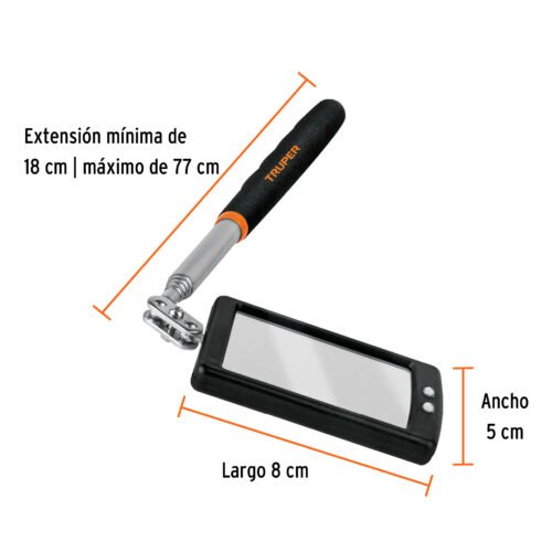101962.2 101962 - Espejo telescópico con luz LED, 5 x 8 cm, Truper