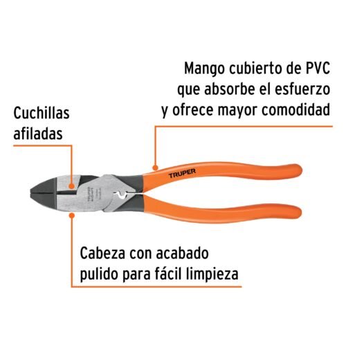 101963.1 101963 - Pinza para electricista 9" c/ponchador de terminales, Expert