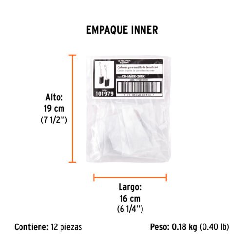 101979 - Bolsa con 2 carbones de repuesto para MADE-20NX, TRUPER