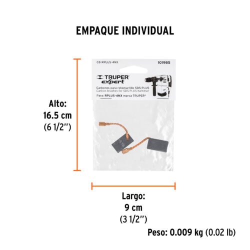 101985.2 101985 - Bolsa con 2 carbones de repuesto para RPLUS-4NX, TRUPER