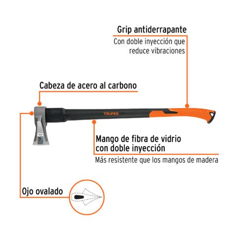 102085 - Hacha para rajar madera 4.5 lb, mango fibra de vidrio 34"