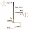102100 - Bieldo para paja, 4 dientes, mgo largo de acero 48" TRUPER