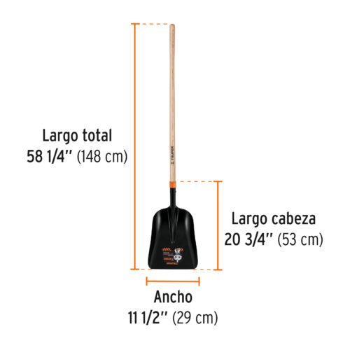 102170 - Pala carbonera chica T-2000 con mango largo de 43", Truper