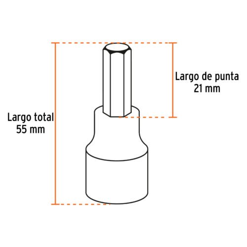 102239 - Juego de 7 dados cuadro 1/2" punta hexagonal std, Truper