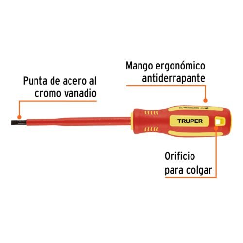 102242.1 102242 - Desarmador dieléctrico plano 7/32" x 5", Truper