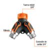 102248 - Conector "Y" 3/4" metálico con recubrimiento para manguera