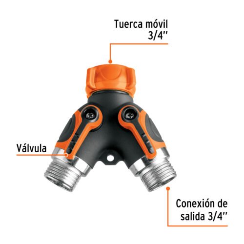 102248 - Conector "Y" 3/4" metálico con recubrimiento para manguera